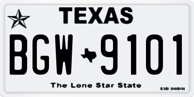 TX license plate BGW9101