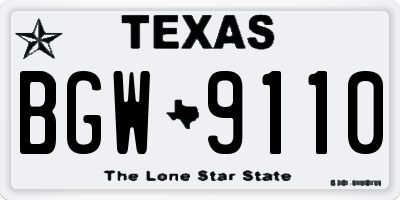TX license plate BGW9110