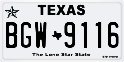 TX license plate BGW9116