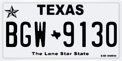 TX license plate BGW9130
