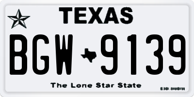 TX license plate BGW9139
