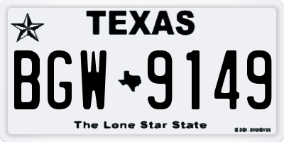 TX license plate BGW9149