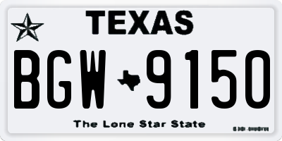 TX license plate BGW9150
