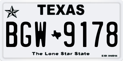 TX license plate BGW9178