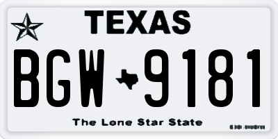 TX license plate BGW9181