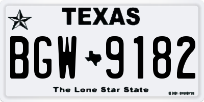 TX license plate BGW9182
