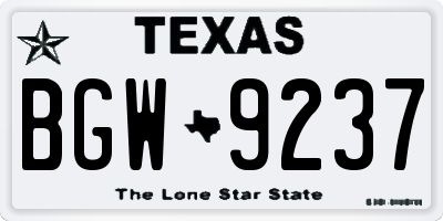 TX license plate BGW9237