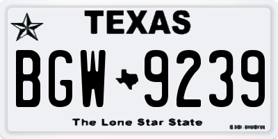 TX license plate BGW9239