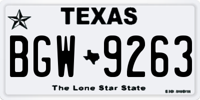 TX license plate BGW9263