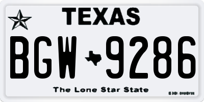 TX license plate BGW9286
