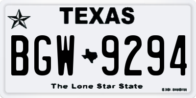 TX license plate BGW9294