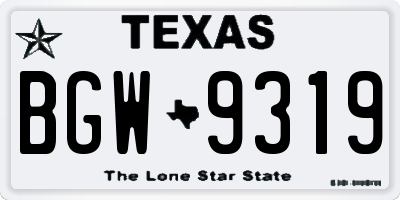 TX license plate BGW9319