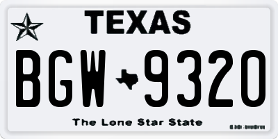 TX license plate BGW9320