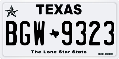 TX license plate BGW9323