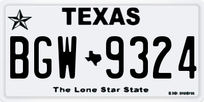 TX license plate BGW9324