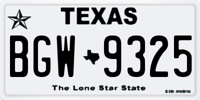 TX license plate BGW9325