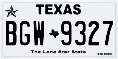 TX license plate BGW9327