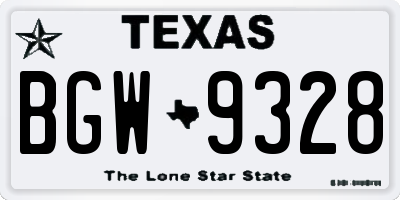 TX license plate BGW9328