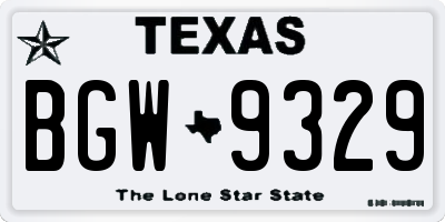 TX license plate BGW9329