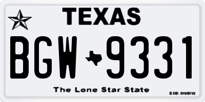 TX license plate BGW9331
