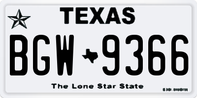 TX license plate BGW9366