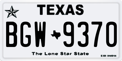TX license plate BGW9370