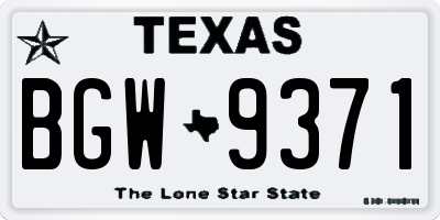 TX license plate BGW9371