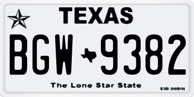 TX license plate BGW9382