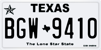 TX license plate BGW9410