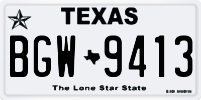 TX license plate BGW9413