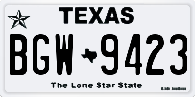 TX license plate BGW9423