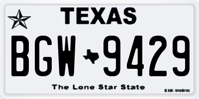 TX license plate BGW9429