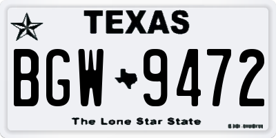 TX license plate BGW9472