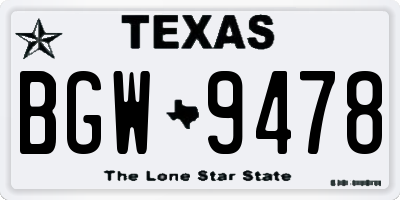 TX license plate BGW9478