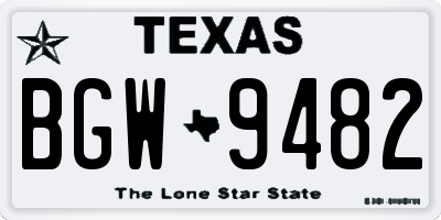 TX license plate BGW9482