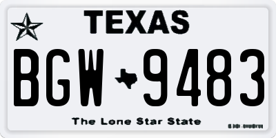 TX license plate BGW9483
