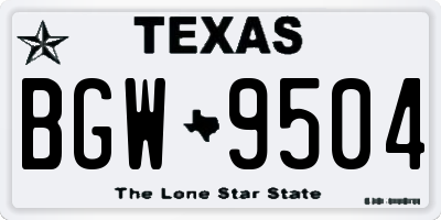 TX license plate BGW9504