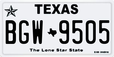 TX license plate BGW9505
