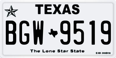 TX license plate BGW9519