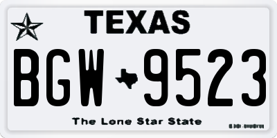 TX license plate BGW9523