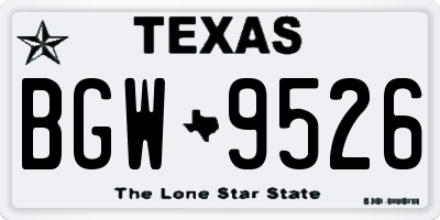 TX license plate BGW9526