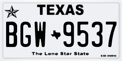 TX license plate BGW9537