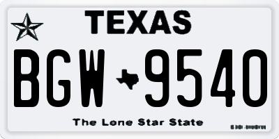 TX license plate BGW9540