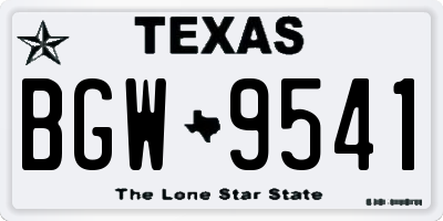 TX license plate BGW9541