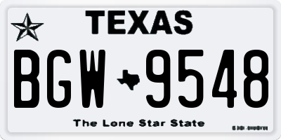 TX license plate BGW9548