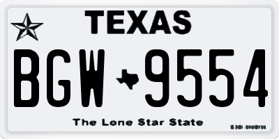 TX license plate BGW9554