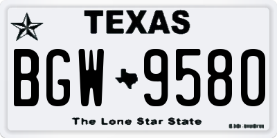 TX license plate BGW9580