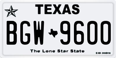 TX license plate BGW9600