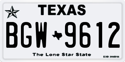 TX license plate BGW9612