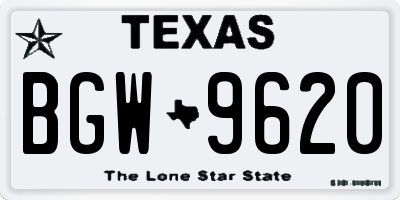 TX license plate BGW9620
